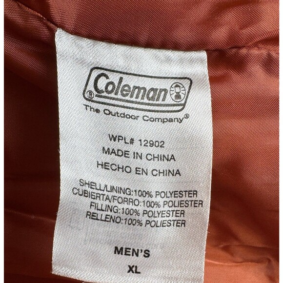 Coleman Mens Sz XL Burnt Orange Quilted Sherpa Puffer Outdoor Hiking Vest Jacket - Picture 6 of 6